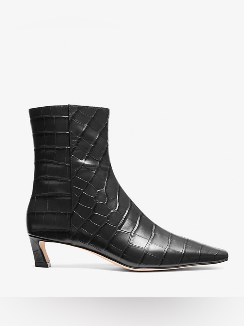Michael Kors Black Croc-Embossed Pointed Toe Ankle Booties